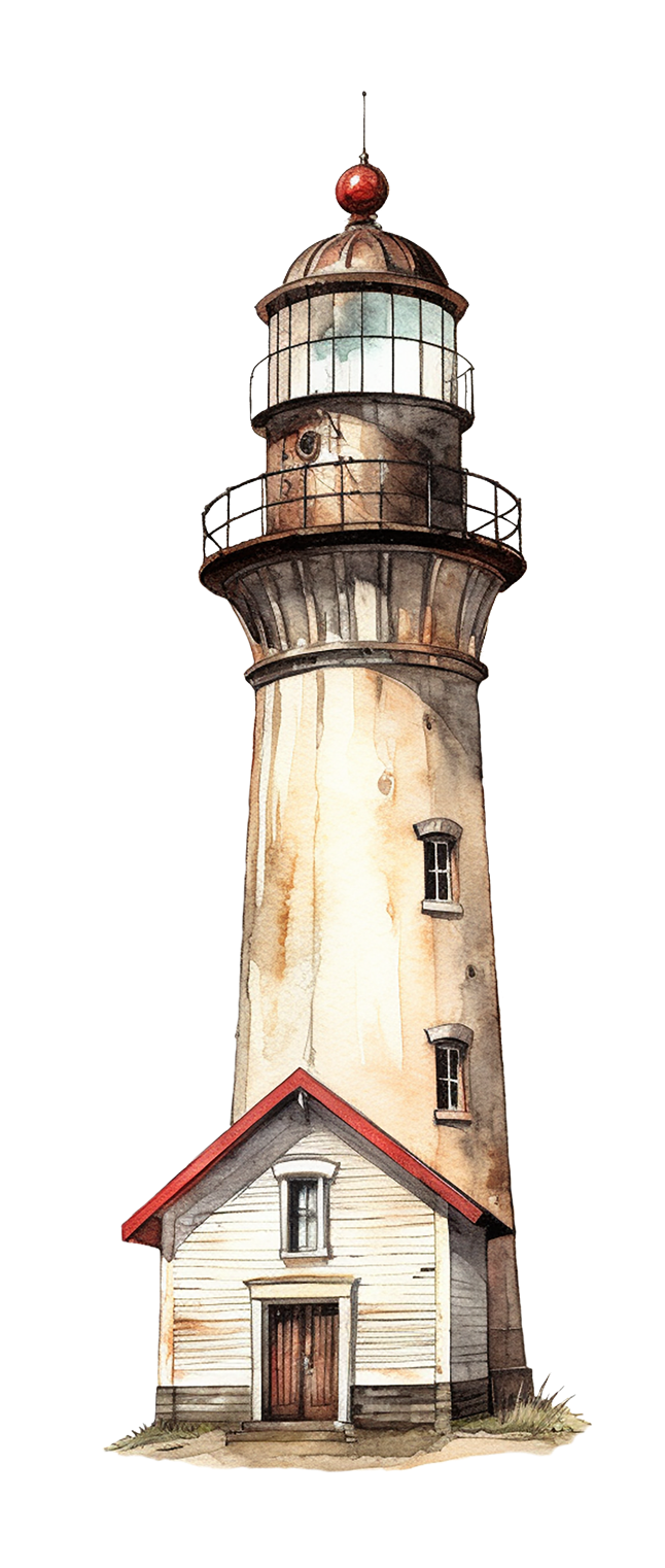 Leuchtturmgrafik eines gezeichneten Leuchtturms auf der Insel Fehmarn - Ihrer Insel für Liebesschlösser mit Gravur am Südstrand an der Strandpromenade